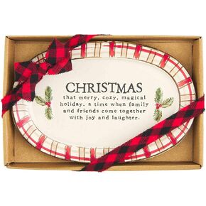 Mud Pie Christmas Sentiment Plate, Twas the Night, 10" x 6 1/2"