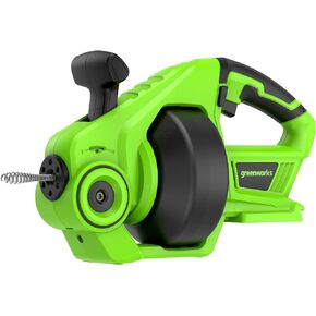 Greenworks 24V Cordless Plumbing Drain Auger / Snake (23-FT / 560 RPM) For Unclogging Sinks, Shower Drains, Toilets, and More! (3/4"-2" Pipes), 2.0Ah Battery and Charger Included