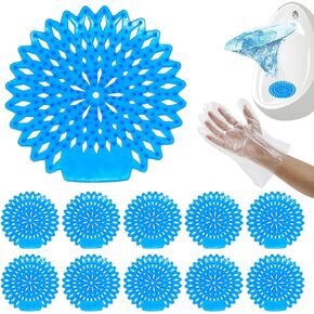 20 Pack Urinal Screen Deodorizer — Modern Industrial Fresh 3D Wave Anti-Splash Urinal Cakes Deodorizer with Gloves for Toilet, Bathroom, Office, Hotels, School and Stadium