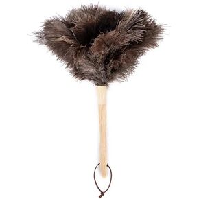 Dust Artifact Ostrich Feather Duster, Feather Duster Fluffy Natural Ostrich Feather with Wooden Handle and Eco-Friendly Reusable Ostrich Feather Duster Cleaning Supplies, Brown