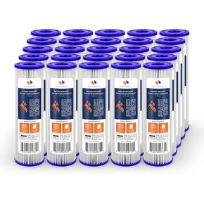 فلتر مياه مطوي 20 ميكرون من Aquaboon مقاس 10 × 2.5 بوصة - خرطوشة بديلة لفلتر مياه رواسب المنزل بالكامل متوافقة مع WB-50W، W50PE، WFPFC3002، R50، WHKF-WHPL، Keystone 550، 6 عبوات