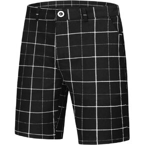 Lars Amadeus Plaid Shorts for Men's Flat Front Summer Chino Checked Tartan Golf Shorts