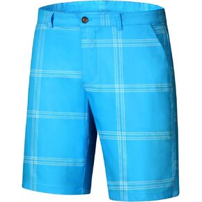 Lars Amadeus Plaid Shorts for Men's Flat Front Summer Chino Checked Tartan Golf Shorts