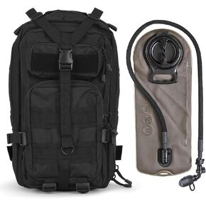 Gorilla Paks™ Small 30L Military Tactical MOLLE Hydration Backpack in Black - 2.5L Water Bladder Included - Rucksack - Daypack - Assault, Hunting, Hiking. (Black)