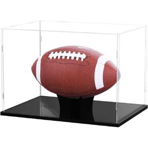 Football Display Case Full Size, Acrylic Clear Box with Stand, UV Protected Memorabilia Holder, for Autographed Football Fans & Collectors, Sports Collectibles