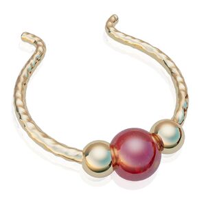Gold Fake Septum Ring Hoop - Thin 20g Comfortable Fake Septum Piercing with a 3mm Pink Opal - Handmade 14K Gold Filled Faux Septum Piercing Hoop