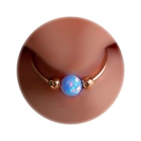 Blue Opal Septum Ring Hoop 14k Gold Filled - 20G Tiny Septum Nose Hoop For Women - 8mm Inner Diameter 0.3 Inches Jewelry
