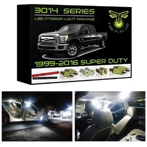 White LED Interior Lights for 1999-2016 Ford F250 F350 Super Duty 14 Piece 6000K Super Bright 3014 Series SMD Package Kit and Install Tool