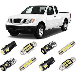White Interior LED Light Kit Package for Nissan Frontier 2005 2006 2007 2008 2009 2010 2011 2012 2013 2014 2015 2016 2017 2018 2019 2020 2021 + License Plate Lights and Install Tool
