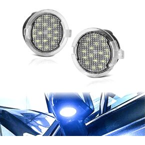 PGONE 2PC Full LED Side Under-Mirror Puddle Light Lamp Assembly Compatible with Ford F-150 Expedition Explorer Edge Flex Fusion Taurus X Lincoln Mercury, (Blue)