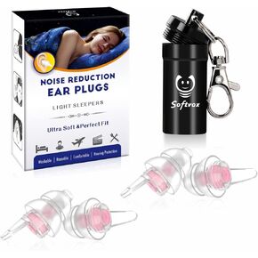 Small Ear Plugs 2 Pairs, Soft Silicone Noise Reduction Earplugs for Adults Kids with Small Ear Canals, Sound Blocking Ear Buds for Sleeping, Snoring, Work, Concerts, Music,Travel,Motorcycle