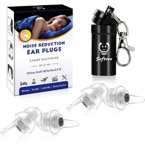 Small Ear Plugs 2 Pairs, Soft Silicone Noise Reduction Earplugs for Adults Kids with Small Ear Canals, Sound Blocking Ear Buds for Sleeping, Snoring, Work, Concerts, Music,Travel,Motorcycle