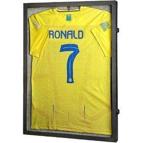 Jersey Frame Display Case – Large Sports Jersey Display Case, Lockable Jersey Shadow Box with 98% UV Protection for Football, Baseball, Basketball, Hockey, Soccer, Uniform, T-Shirt, Black