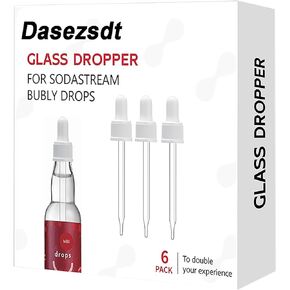 Glass Dropper Pipettes Compatible for Bubly Drops SodaStream Bubly Drops Flavors Replacement Accessories for Stream Bubly Drops(6Pcs)