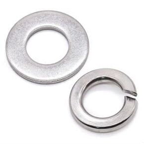 Glvaner M5 Flat Washers 50 pcs and Lock Washers 50 pcs 304 Stainless Steel 18-8 Plain Finish