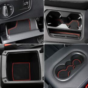 Auovo Anti Dust Mats for Volkswagen VW Tiguan Accessories 2024 2023 2022 2021 2020 2019 2018 Custom Cup Holder Door Center Console Liners Inserts for VW Tiguan (19pcs/Set) (White Trim)