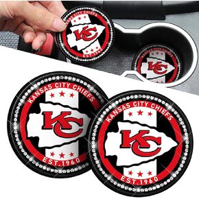 Aoolpu 2PCS Car Cup Holder Coasters Accessories, 2.75-Inch Car Interior Coasters Accessories for Football Fans, Durable Non Slip Silicone Mat for All Vehicles