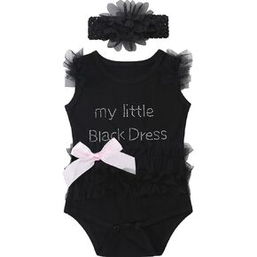 Infant Baby Girls' Lace Tutu Dress Bodysuits with Headband