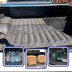 Truck Bed Envelope Style Mesh Cargo Net for Ford F 150 2015-2024 - Car Accessories - Premium Organizer and Storage - Cargo Net for Pickup - Vehicle Carrier Organizer for Ford F-150 Lightning