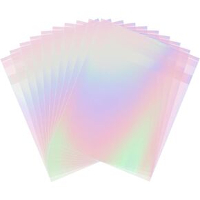 Whaline 200Pcs Self Sealing Cookie Bags 3.9x3.2 Inch Holographic Cellophane Treat Bags Individual Resealable Candy Bags for Graduation Wedding Birthday Party Favors Bakery Dessert Packaging Supplies