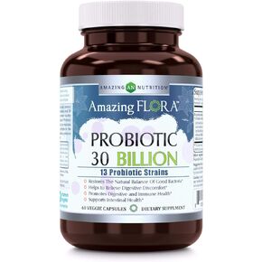 Probiotic 13 Strains, 60 Veggie Capsules *Promotes Digestive & Immune Health *Supports Intestinal Health *Restores Natural Balance of Good Bacteria (30 Billion)