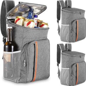 3 قطع من حقيبة الظهر المبردة، 30 علبة حقيبة تبريد مضادة للتسرب معزولة ومقاومة للماء وخفيفة الوزن وناعمة على الشاطئ للرجال والنساء والعمل والنزهات والتخييم والمشي لمسافات طويلة وحفلات عيد الميلاد، رمادي in Kuwait