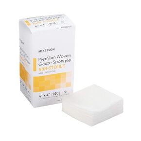 McKesson Premium Woven Gauze Sponges, Non-Sterile, 8-Ply, 100% Cotton, 4 in x 4 in, 200 Per Pack, 20 Packs, 4000 Total