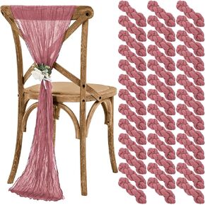 Teruntrue Cheesecloth Chair Sashes Aisle Decorations 50 Packs, Chair Decorative Chair Cover Chair Sashes 70 Inch for Wedding Reception Party Hotel Decoration(Sage Green)