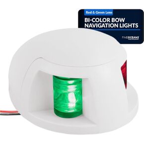 Five Oceans Boat Navigation Lights - LED Bow Light, Navigation Lights for Boats LED Red and Green, Boat Lights Navigation Horizontal Mount Bi-Color Light, 12V, USCG Rules 2NM - FO4126