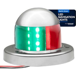 Five Oceans Boat Navigation Lights, LED Bow Light, Boat Navigation Lights Red and Green, Horizontal Mount Bi-Color Light, 12V, USCG Rules 2NM, for Pontoon, Fishing Boats, Bass Boats - FO4512