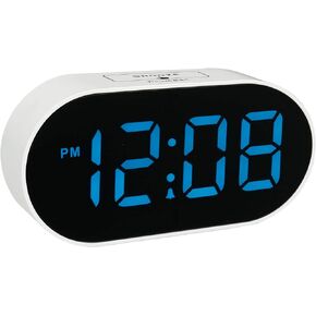 Plumeet Digital Alarm Clock LED Clocks with Adjustable Brightness Dimmer and Alarm Volume - Blue Digit Display 12-24 Hrs - Kids Clocks with Snooze USB Port Phone Charger