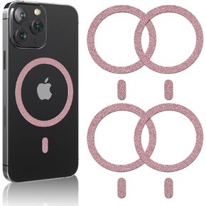 Magnetic Ring,Compatible with MagSafe Stickers,Supports Wireless Charging,Universal Magnetic Conversion Kit,Suitable for iPhone 15/14/13/12/11,Galaxy S23/S22/S21 All Phones- 5 Pack (Pink)