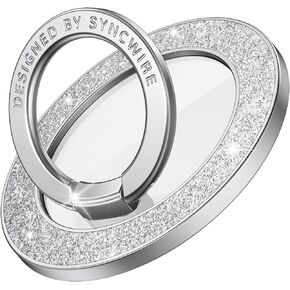 Syncwire Magnetic Phone Grip for MagSafe, Bling Magnetic Phone Ring Holder, 360° Rotation with Floating Effect Cell Phone Ring Stand MagSafe Ring for iPhone 15 Pro Max 14 13 12 &All - Glitter Silver