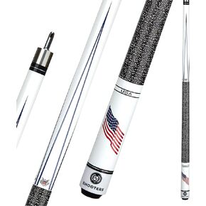 Billiard Pool Cue Stick 2-Piece 57" Fast Joint Maple Wood with American Flag & Nylon Wrap Imitation 19 Oz 13mm Leather Tip (19 Oz, USA)