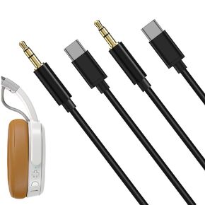 Audio Cable for Skullcandy Hesh Evo, HESH 3, HESH 2, HESH, Cassette, Aviator, Crusher, Crusher ANC, Crusher ANC 2, Riff 2 Headphones, USB-C to 3.5mm TRS Replacement Aux Cord (3 ft / 1m 2Pack)