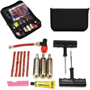 CO2 Tyre Tire Inflator Puncture Tubeless Repair Tools Kit Motorcycle，ATV, Bike