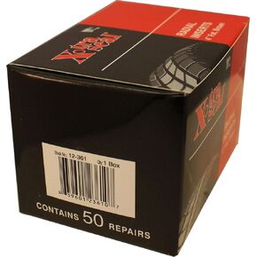 12-361 Tubeless Tire Repair Plug-Insert-Seal 4" Fat, Brown. Made in U.S.A. Box of 50 repairs.