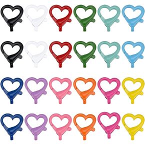 PH Pandahall 24pcs Heart Shape Lobster Claw Clasps 12 Colors Swivel Snap Clip Colorful Heart Trigger Spring Buckle with Swivel Clasps D Ring Keychain for DIY Keychains Bag Craft Making, 1 x 0.8"