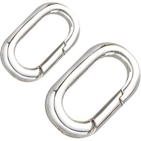 2Pcs S925 Spring Necklace Bracelet Clasps and Closures, Oval Sterling Silver Spring Connector for Jewelry Making Carabiner Bail Lobster Clasp Necklace Bracelet Extender