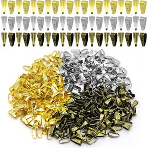 900Pcs 3 Size Metal Pinch Clip Clasp Bail Finish Pinch Clip Necklace Clasps Dangle Pendant Chain Connectors Pendant Clasps Claw Bail for DIY Craft Necklace Choker Jewelry Making (3 Colors)