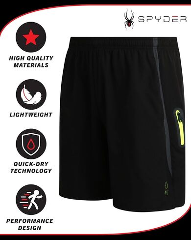Spyder Men's Active Shorts - Athletic Performance Gym Shorts with Mesh Liner - 8" Inseam Running Shorts, Zip Pockets (S-XL) in Saudi Arabia