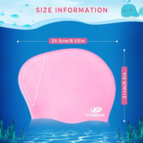 قبعات سباحة من السيليكون للشعر الطويل، تناسب الشعر الطويل والشعر القصير المجعد، قبعات سباحة من السيليكون الصلب مقاومة للماء وسهلة الارتداء والخلع للفتيات والأولاد والبالغين والشباب in Kuwait