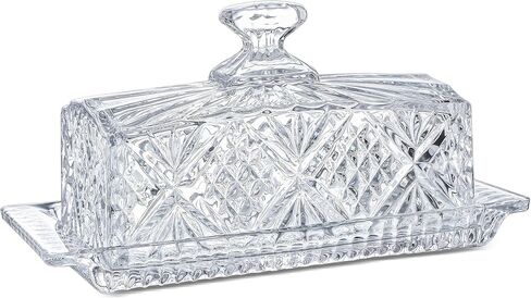 Glass Butter Dish for Countertop - 7 inches Butter Holder,Clear Butter Keeper Container,Dishwasher Safe in Kuwait