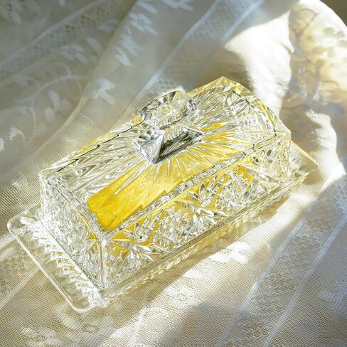 Glass Butter Dish for Countertop - 7 inches Butter Holder,Clear Butter Keeper Container,Dishwasher Safe in Kuwait