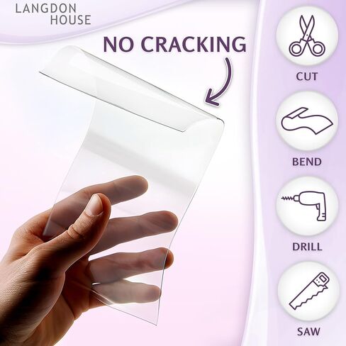 Langdon House PET Flexible Plastic Glass Panels (24x36 x 0.03 inch, Clear, 3 Pack), Thin Plexi-Glass Sheet for DIY Arts & Crafts, Home Projects & Protective Barriers, Easy to Cut in Saudi Arabia
