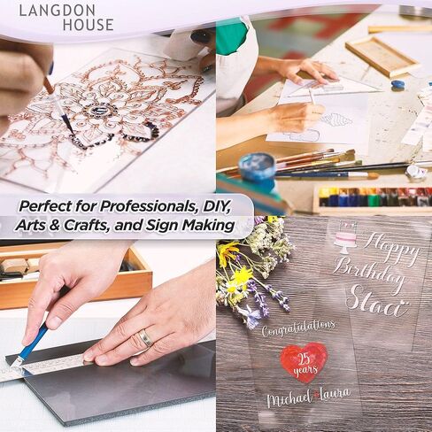 Langdon House PET Flexible Plastic Glass Panels (24x36 x 0.03 inch, Clear, 3 Pack), Thin Plexi-Glass Sheet for DIY Arts & Crafts, Home Projects & Protective Barriers, Easy to Cut in Saudi Arabia