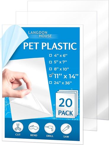 Langdon House PET Flexible Plastic Glass Panels (24x36 x 0.03 inch, Clear, 3 Pack), Thin Plexi-Glass Sheet for DIY Arts & Crafts, Home Projects & Protective Barriers, Easy to Cut in Saudi Arabia