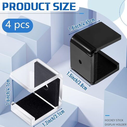 4 Pcs Hockey Stick Display Holder Hanger Organizer Ice Hockey Stick Wall Mount Rack Holder Acrylic Hockey Stick Holder with Install Accessories for Sports Storage Horizontal Display, 2 Colors in Saudi Arabia