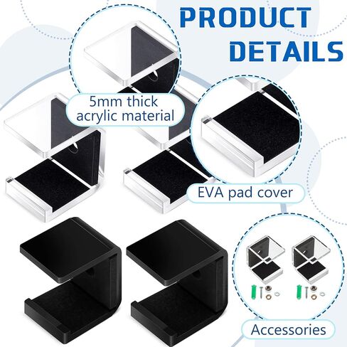 4 Pcs Hockey Stick Display Holder Hanger Organizer Ice Hockey Stick Wall Mount Rack Holder Acrylic Hockey Stick Holder with Install Accessories for Sports Storage Horizontal Display, 2 Colors in Saudi Arabia