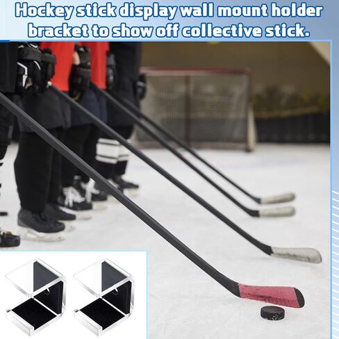 4 Pcs Hockey Stick Display Holder Hanger Organizer Ice Hockey Stick Wall Mount Rack Holder Acrylic Hockey Stick Holder with Install Accessories for Sports Storage Horizontal Display, 2 Colors in Saudi Arabia